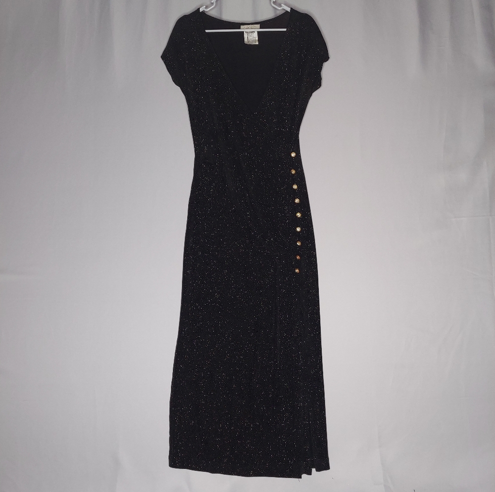 Cache Maxi Dress 4 Slinky Sparkle Jewel Beaded Vneck Bodycon 80s 90s Old Money